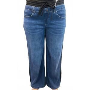 NEW TRACTR denim jogger with trim in blue/black